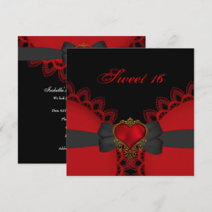 Sweet Sixteen 16 Red Black Lace Heart Gothic Kaart