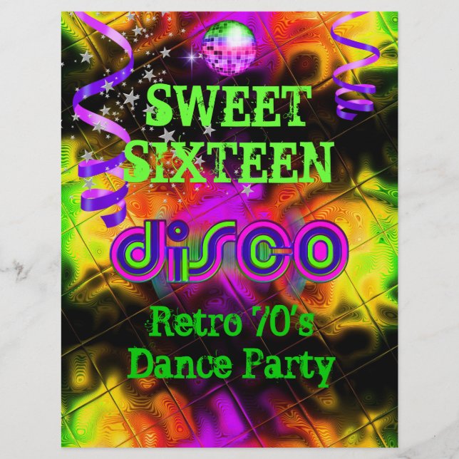 Sweet Sixteen 16 Retro 70's Disco Dance Party (Voorkant)