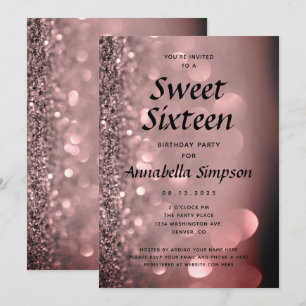 Sweet Sixteen 16 Roos Gouden Glitter Verjaardag In Kaart