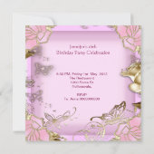 Sweet Sixteen 16 roze goudflora Kaart (Achterkant)