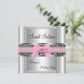 Sweet Sixteen 16-roze luis Silver Pearl Leopard Kaart (Staand voorkant)