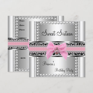 Sweet Sixteen 16-roze luis Silver Pearl Leopard Kaart