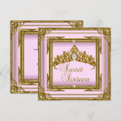 Sweet Sixteen 16 roze Tiara Gold Glitter Kaart (Voorkant / Achterkant)