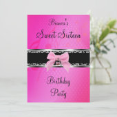 Sweet Sixteen 16 roze zilver zwarte Zebra Kaart (Staand voorkant)