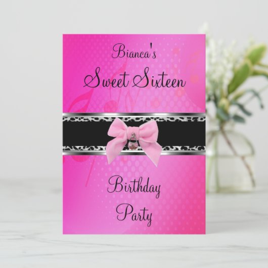 Sweet Sixteen 16 roze zilver zwarte Zebra Kaart (Staand voorkant)