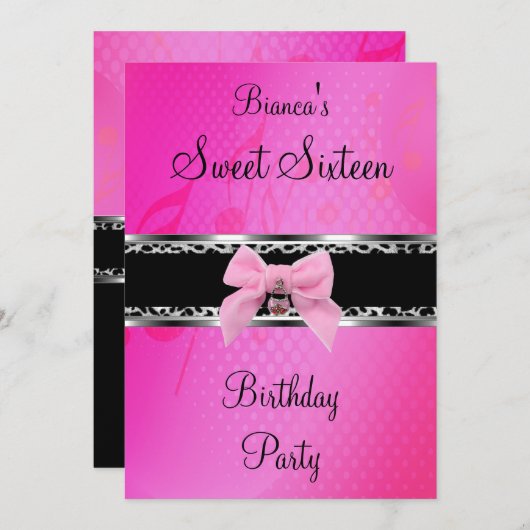 Sweet Sixteen 16 roze zilver zwarte Zebra Kaart (Voorkant / Achterkant)