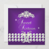 Sweet Sixteen 16 Tiara Paarse zilveren witte parel Kaart (Voorkant)