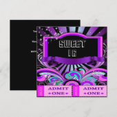 SWEET SIXTEEN 16 Verjaardagsfeest Fun Ticket 2 Kaart (Voorkant / Achterkant)