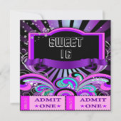 SWEET SIXTEEN 16 Verjaardagsfeest Fun Ticket 2 Kaart (Voorkant)