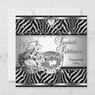Sweet Sixteen 16 Verjaardagsfeest Zebra Zilveren M Kaart