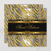 Sweet Sixteen 16 Zebra Gold Black Silver Kaart (Voorkant / Achterkant)