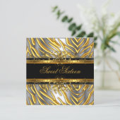 Sweet Sixteen 16 Zebra Gold Black Silver Kaart (Staand voorkant)