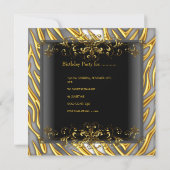 Sweet Sixteen 16 Zebra Gold Black Silver Kaart (Achterkant)