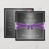 Sweet Sixteen 16 zwarte grijze Paarse vlinder Kaart (Voorkant / Achterkant)