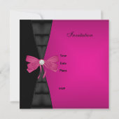 Sweet Sixteen 16de Bright Pink Black Bow-partij Kaart (Achterkant)