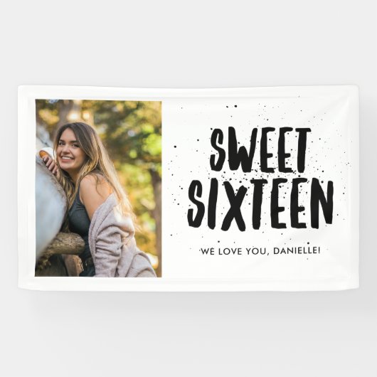 Sweet Sixteen 16e verjaardag Foto  Spandoek (Horizontaal)