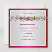 Sweet Sixteen 16e verjaardag White Gold Fushia Kaart (Achterkant)