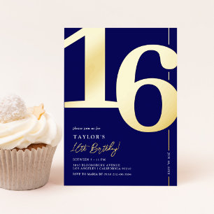 Sweet Sixteen 16e verjaardagsfeest folie uitnodigi Uitnodiging