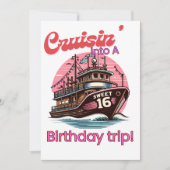Sweet Sixteen 16th Cruising naar een verjaardagsre Kaart (Voorkant)