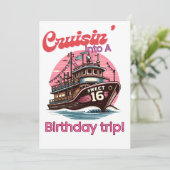 Sweet Sixteen 16th Cruising naar een verjaardagsre Kaart (Staand voorkant)