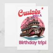 Sweet Sixteen 16th Cruising naar een verjaardagsre Kaart (Voorkant / Achterkant)