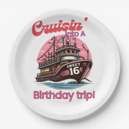 Sweet Sixteen 16th Cruising naar een verjaardagsre Papieren Bordje