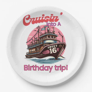 Sweet Sixteen 16th Cruising naar een verjaardagsre Papieren Bordje