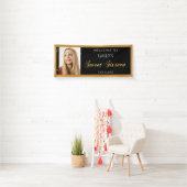 Sweet Sixteen, aangepaste foto, goud glans Spandoek (Insitu)