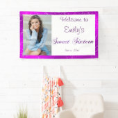 Sweet Sixteen, Aangepaste foto, Paarse, Sparkle Spandoek (Insitu)