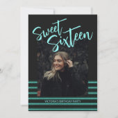 Sweet Sixteen Aquamarine Glitter Verjaardagsfeestj Kaart (Voorkant)