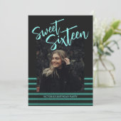 Sweet Sixteen Aquamarine Glitter Verjaardagsfeestj Kaart (Staand voorkant)