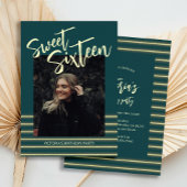 Sweet Sixteen Aquamarine Glitter Verjaardagsfeestj Kaart