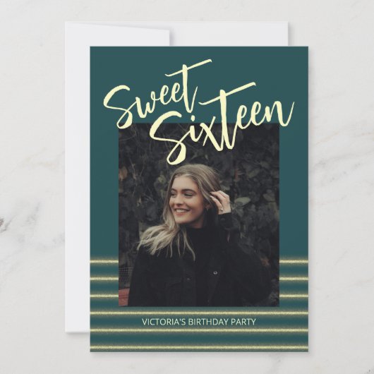 Sweet Sixteen Aquamarine Glitter Verjaardagsfeestj Kaart (Voorkant)