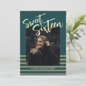 Sweet Sixteen Aquamarine Glitter Verjaardagsfeestj Kaart (Staand voorkant)