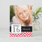 SWEET SIXTEEN ARTIJ RED CHEVRON KAART (Staand voorkant)