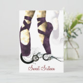 Sweet Sixteen Ballerina Party uitnodiging (Staand voorkant)
