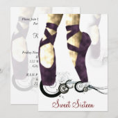 Sweet Sixteen Ballerina Party uitnodiging (Voorkant / Achterkant)