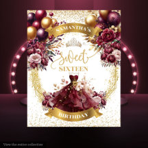 Sweet Sixteen Banner Bourgondische ballonnen Water