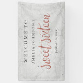 Sweet Sixteen Banner Marble Roos Gold (Verticaal)