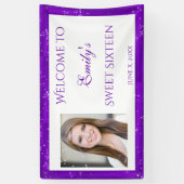 Sweet Sixteen Banner, Paarse, Sparkle Stars Spandoek (Verticaal)