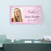Sweet Sixteen, Bat Mitswa, Roze glitter, Custom Spandoek (Beurs)