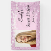 Sweet Sixteen, Bat Mitswa, Roze glitter, Custom Spandoek (Verticaal)