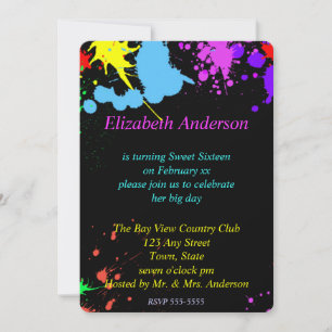Sweet Sixteen, Bat Mitzvah, Glow Neon Uitnodiging