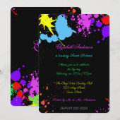 Sweet Sixteen, Bat Mitzvah, Neon Glow Invitation Kaart (Voorkant / Achterkant)