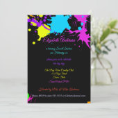 Sweet Sixteen, Bat Mitzvah, Neon Glow Invitation Kaart (Staand voorkant)