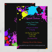 Sweet Sixteen, Bat Mitzvah, Neon Glow Invitation Kaart (Voorkant / Achterkant)