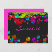 Sweet Sixteen Bat Mitzvah Neon Uitnodiging (Voorkant / Achterkant)