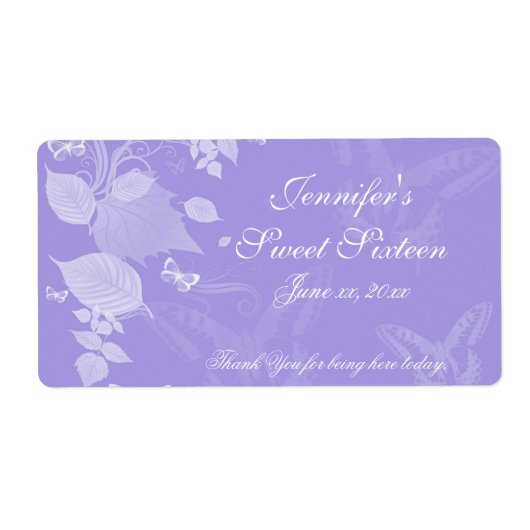 Sweet Sixteen, Bat Mitzvah, Paarse Wit, Aangepast Etiket (Voorkant)
