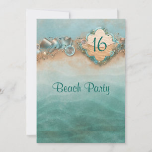 Sweet Sixteen, Beach Party Invitation Kaart