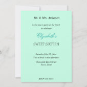 Sweet Sixteen, Beach, Pearls, Custom Invitation Kaart (Achterkant)